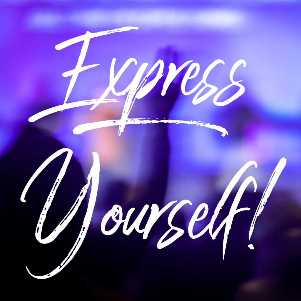 A blurry picture of the words express yourself