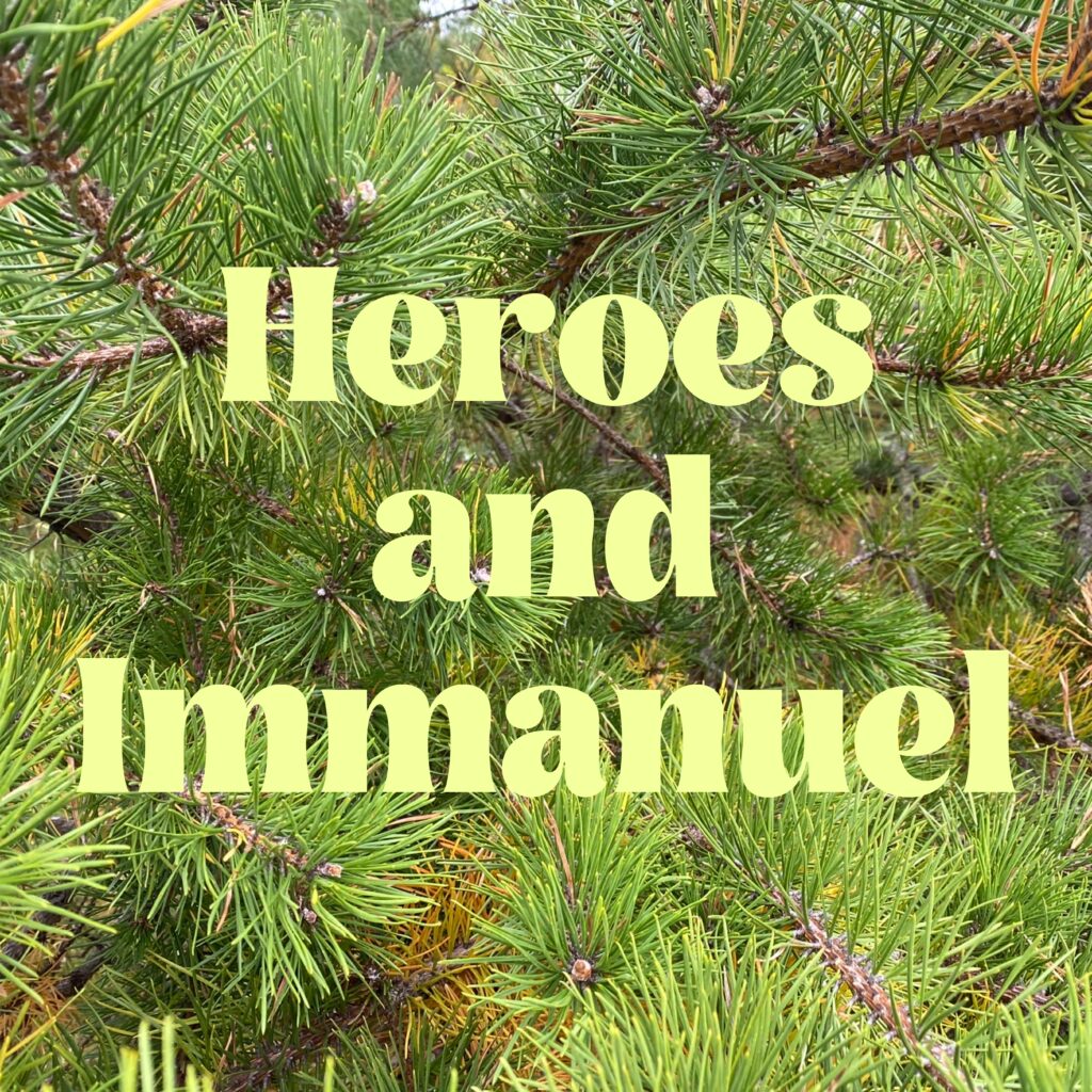 A tree with the words heroes and immanuel written in front of it.